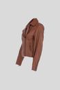 Tan Real Veg Tanned Leather Plain Biker Jacket, Image 3 of 5