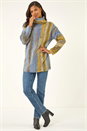 Blue Boucle Stripe Cowl Neck Jumper, Image 2 of 5