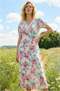 Ivory  Floral Lace Trim Midi Dress , Image 2 of 4