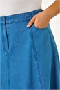 Indigo Curve Cotton Denim Swing Skirt , Image 5 of 5
