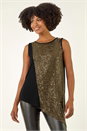 Gold Sparkly Asymmetric Stretch Vest, Image 1 of 5