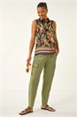 Black Floral Border Print Button Up Blouse, Image 2 of 5
