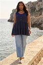 Navy  Curve Lace Detail Vest Top, Image 2 of 4