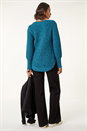 Blue Curved Hem Stitch Knit Jumper, Image 3 of 5