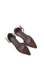 Brown XY LONDON Brown 'Jenny' Low Heel Flat Pointed Toe Ankle Strap Court Shoes, Image 6 of 6