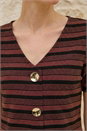 Chocolate Stripe Mock Button Top, Image 4 of 5
