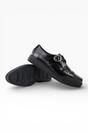 Black TUK Footwear Black Pointed Creeper Leather Monk Shoes, Image 5 of 8