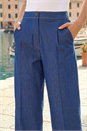 Indigo Denim Contrast Stitch Wide Leg Trouser, Image 4 of 4