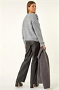 Grey Chunky Floral Knit Jumper, Image 3 of 5