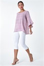Light Pink Satin Stripe Frill Sleeve Top, Image 2 of 5
