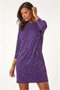 Purple Leaf Print Zip Pocket Detail Dress, Image 1 of 5