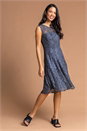 Silver Glitter Lace Fit And Flare Dress, Image 3 of 4