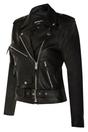 Black Womens Leather Biker Jacket - Mansfield, Image 2 of 4