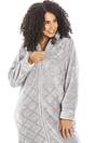 Grey Camille Lingerie Grey Full Length Zip Housecoat With Inseam Pockets, Image 2 of 5