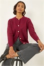 Burgundy Cable Knit Buttoned Cardigan, Image 1 of 5