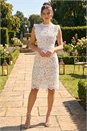 White Petite Frill Lace Detail Dress , Image 1 of 4