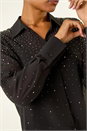 Black Sparkly Button Up Blouse , Image 6 of 7