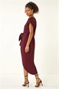 Wine Dusk Wrap Tie Detail Dress, Image 3 of 5