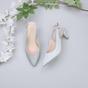 Silver Mid Heel Slingback Pointed Toe Court Shoes, Image 4 of 6