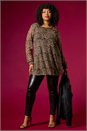 Natural Curve Animal Frill Cuff Top, Image 1 of 8