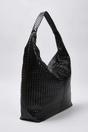 Black Woven Texture Oversized Tote Shoulder Bag, Image 3 of 4