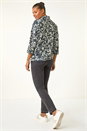 Navy Floral Printed Roll Neck Top, Image 3 of 5