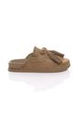 Camel Flat Tassel Moccasin Mules Sandals Sliders, Image 2 of 4