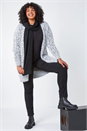 Black Curve Fluffy Textured Cardigan, Image 1 of 5