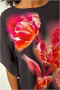 Red Curve Floral Overlay Top, Image 5 of 5