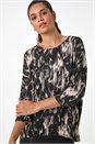 Black Abstract Print Stretch Jersey Top, Image 4 of 5