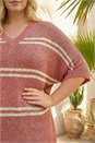 Rose Curve Stripe V-Neck Knit Jumper, Image 4 of 4