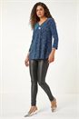 Blue Shimmer Zig Zag Pleat Front Top, Image 2 of 5