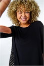 Black Curve Metallic Print Chiffon Hem Top, Image 4 of 5