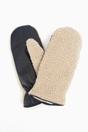 Cream Borg Fleece Winter Mittens, Image 3 of 3