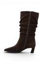 Dark Brown Suede Mid-Calf Heeled Long Boots, Image 4 of 8