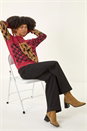 Maroon Colour Block Abstract Knit Jumper, Image 2 of 5