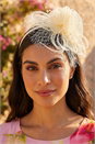 Ivory  Two Flower Mesh Fascinator, Image 2 of 4