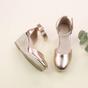 Rose Gold Mid Wedge Heel Ankle Strap Espadrille Sandals, Image 4 of 6