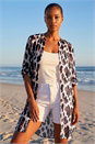 Chocolate Animal Print Longline Blouse, Image 2 of 4
