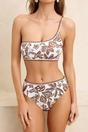 Multi One Shoulder Tropical Print High Waisted Bikini Set, Image 2 of 5