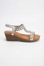 Silver Emma Womens Embellished T-bar Wedge Sandals, Image 1 of 8