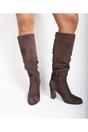 Chocolate iKrush Chocolate Lunara Suede Knee High Block Heel Boots, Image 6 of 8
