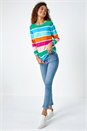 Blue Colour Block Stripe Jumper, Image 2 of 5