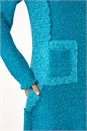 Teal Textured Pocket Detail Longline Jumper, Image 5 of 5