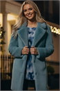 Light Blue Petite Longline Faux Fur Coat, Image 1 of 8