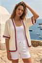 White Pattern Crochet Knit Cardigan, Image 1 of 4