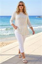Blue Curve Stripe Print Tunic Top, Image 1 of 4