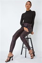 Burgundy Animal Print Stretch Jegging, Image 1 of 5