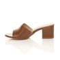 Tan AJVANI Tan Mid Block Heel Peep Toe Mules Sandals, Image 3 of 6