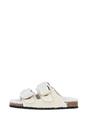 Beige Double Buckle Style Sheepskin Slippers, Image 3 of 4